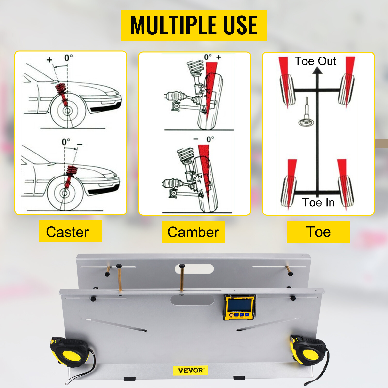 VEVOR Wheel Alignment Tool Camber Caster Toe Plates 6 Probes w/ Digit Screen eBay