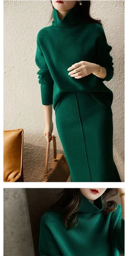 Autumn suit skirt 2 piece skirt set women winter sweater 2 piece outfit Sweater - Picture 15 of 28