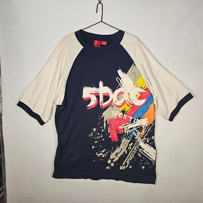 5bac T-Shirt Men's XL Black Paint Splatter 100% Cotton Raglan Sleeve Pullover