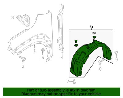 Genuine Hyundai Front Left Fender Liner For 2024-2025 Kona N-Line – OEM 86811-BE510