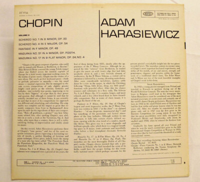 Vinyl Record: Adam Harasiewicz - Chopin Scherzo, Fantasie