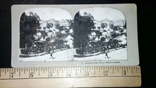 Jefferson Square Park Bread Line San Francisco LITHO Stereoview c1906 Y16204