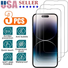 3X For iPhone 14 13 12 11 Pro Max Mini Plus X XR Tempered GLASS Screen Protector