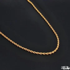 3MM Solid 925 Sterling Silver Gold Italian DIAMOND CUT ROPE CHAIN Necklace Italy