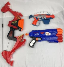 Hasbro Nerf Gun Lot Of 3 Dinosquad Dual-Strike And Sky Blaze Dragon Power