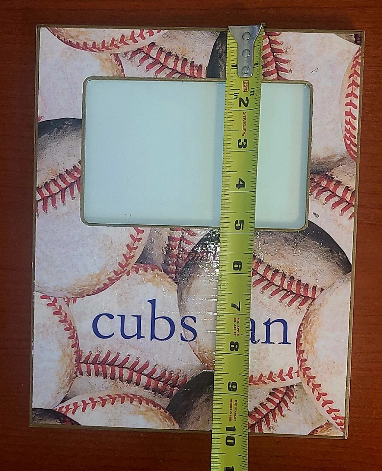 Chicago Cubs Baseball Picture Frame For 3.5x5.5 Photo. Plaque Is 8x10 Wood. - Image 3 of 4