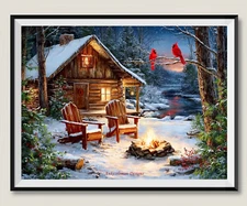 Christmas Cabin - DIY Chart Counted Cross Stitch Patterns Needlework DMC Color