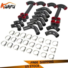12Pcs Auto Universal Turbo 2.5" Inch Aluminum Intercooler Piping Kit DIY BLK/RED