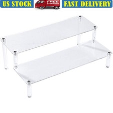 Acrylic 2 Tier Display Stand Jewelry Organizer Easy Assembly Cosmetic Storage US