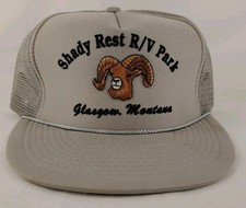 Vintage 90s Shady Rest RV Park Glasgow MT Mesh Trucker Rope Hat Big Horn