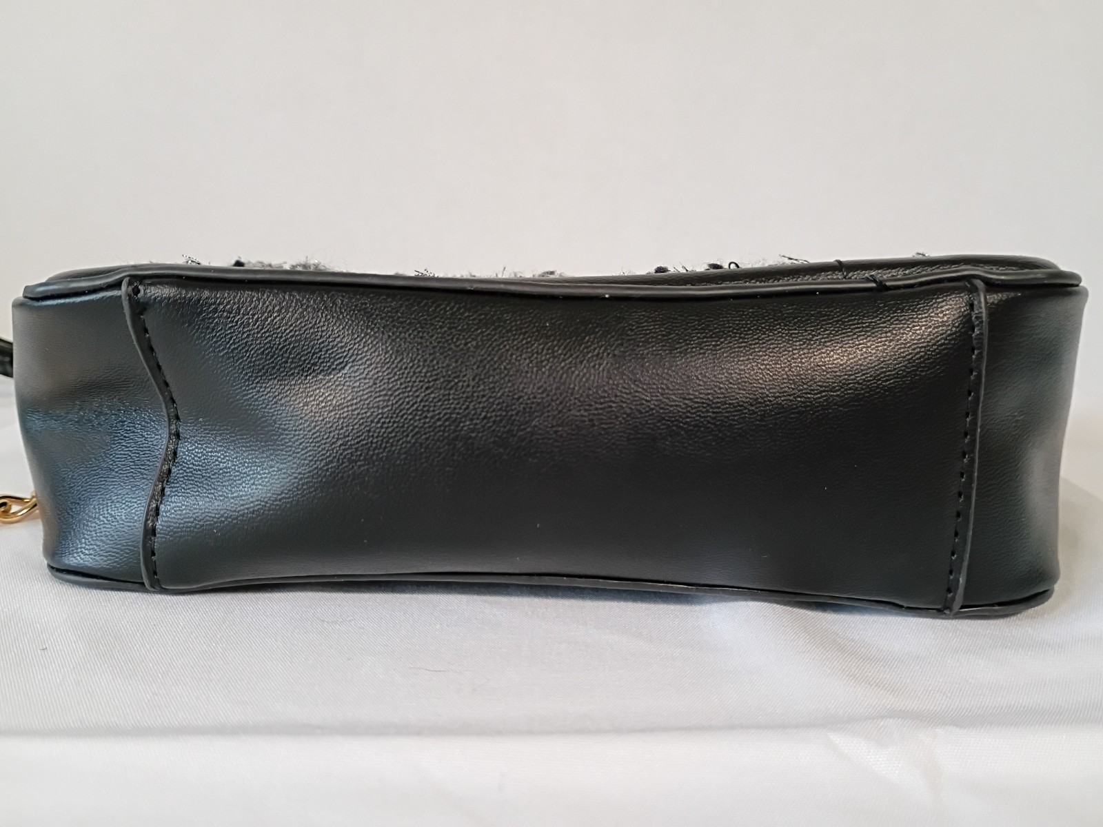 Anne Klein Black & White Tweed Double Zip Crossbody Bag 9"x5" RARE Hard To Find image 7