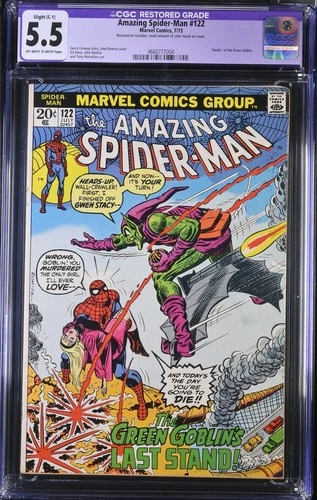 Amazing Spider-Man #122 CGC 5.5 Restored C-1 Death Green Goblin OW/W 1973 Marvel