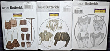 3 Butterick History Patterns Camisole Jacket Corset Belt Pouches 5371, 4952 3765