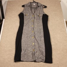 Guess Est 1981 Sleeveless Colorblock Button Down Shirt Dress Grey Black XL