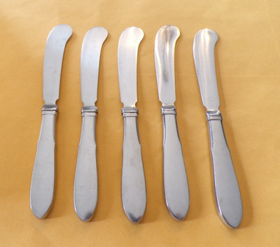 5 Georg Jensen MITRA Stainless Steel 6 3/8th PADDLE BUTTER, SPREADER, Knives