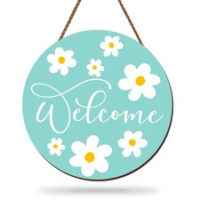 Spring Daisy Wooden Hanging Sign Floral Welcome Wall Decor Door Hanger