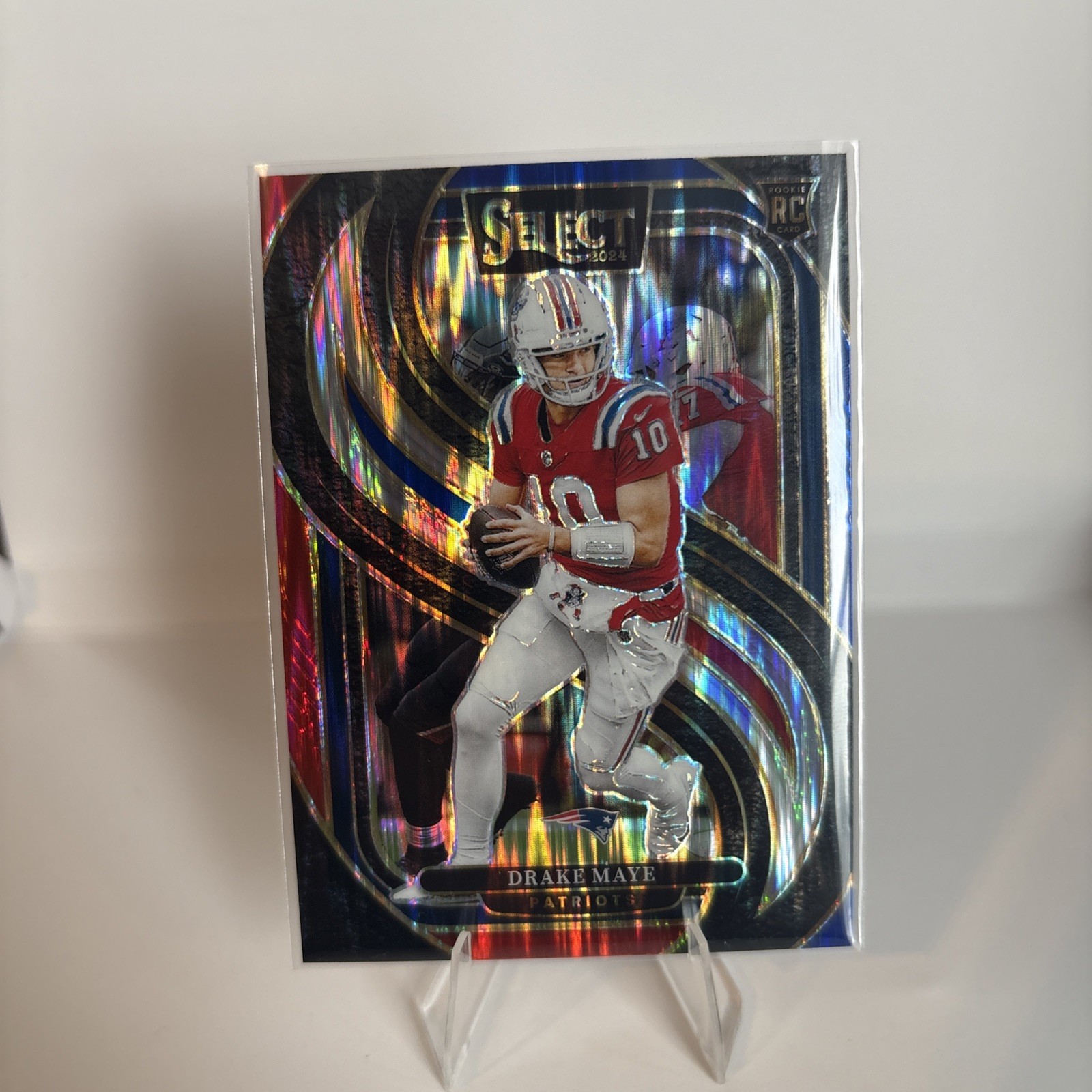 2024 Panini Select - Premier Level Drake Maye #113 Red & Blue Shock Prizm (RC)