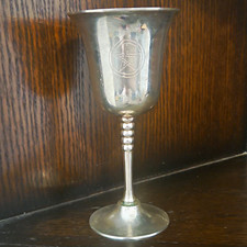 Silver Pagan Goblet Cup/Chalice with Engraved Pentagram (Needs a Polish)