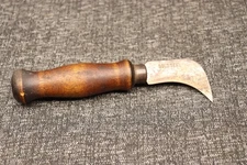 Vintage USA GOLD SEAL  Hook Knife Vinyl Carpet Linoleum Tool Wood Handle Nice !