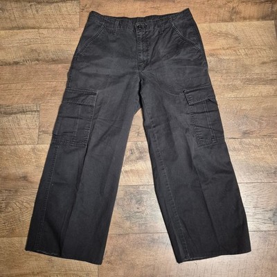 Levi's Cargo Pants Mens W30 L25 Black Wide Leg Cotton Utility Trousers