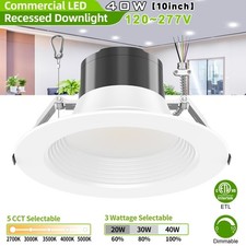 40W/30W/20W 10" Commercial Canless LED Downlight Dimmable Recessed Ceiling Light
