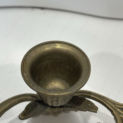 Vintage Brass Candle Holder Leaves Cups Approx. 8.5" x 3" Trio Three Cups - Picture 10 of 21