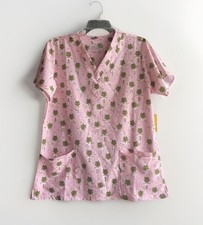 NWT Revel Women's Scrub Top Pink No Iron Size Large Frogs