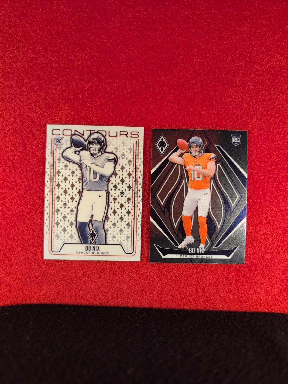 2024 Panini Phoenix 2 Cards RC Bo Nix # 159 and a Contours # CON- BNX