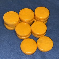 Vintage Bakelite Backgammon Game Piece Butterscotch Swirl 1 1/2 X 3/8 Set 15