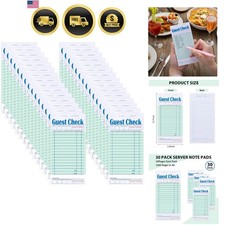 30 Pack Guest Checks for Servers, Server Note Pads Waitress Check Pads with B...