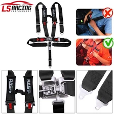 5 Point Racing Harness Safety Seat Belt Quick Release 3" Padding ATV UTV Black
