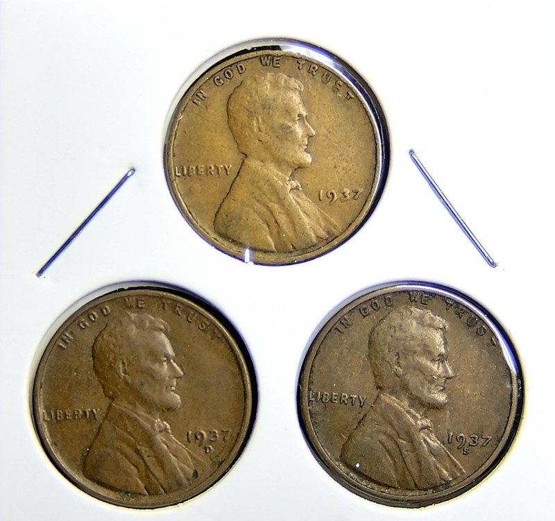 1937-P 1937-D 1937-S   Lincoln Wheat Copper Penny Cent - 3 Coin Set [USP-212]