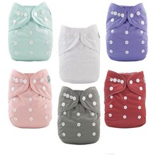 ALVABABY Baby Cloth Diaper 6 Pack with 12 Inserts One Size Cloth Diaper Cover