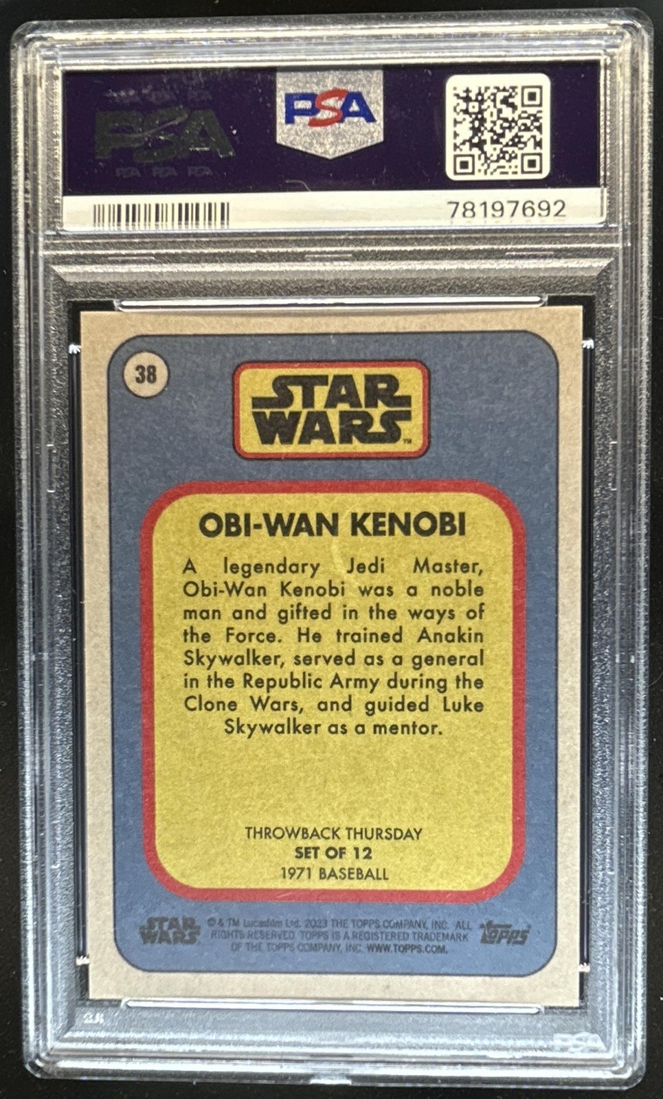 2023 Topps Throwback Thursday Star Wars Obi-Wan Kenobi #38 PSA 10 GEM MINT view 2
