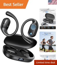 Waterproof Open Ear Bluetooth Earbuds - 36 Hours Playtime with LED Display