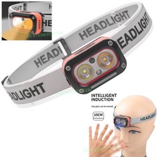 Super Bright COB LED Headlamp Headlight Motion Sensor Head Torch Rechargeable