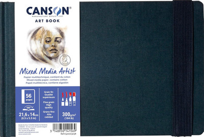Artbook 21.6x14 &quot-Mix Media Artist&quot- Bound 300 Gr. 28 Sheets Fabric Cove