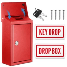 Key Lockable Box with 2 Pcs Reflective Sign 10 x 5.5 x 3 Inch Metal Locking M...