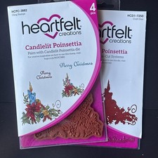 Heartfelt Creations Candlelit Poinsettia Stamp  Die set Christmas Winter candle