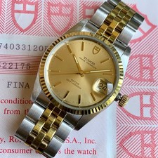 1993 Tudor Prince Oysterdate Ref. 74033 Gold Fluted Bezel - Mint Box & Papers