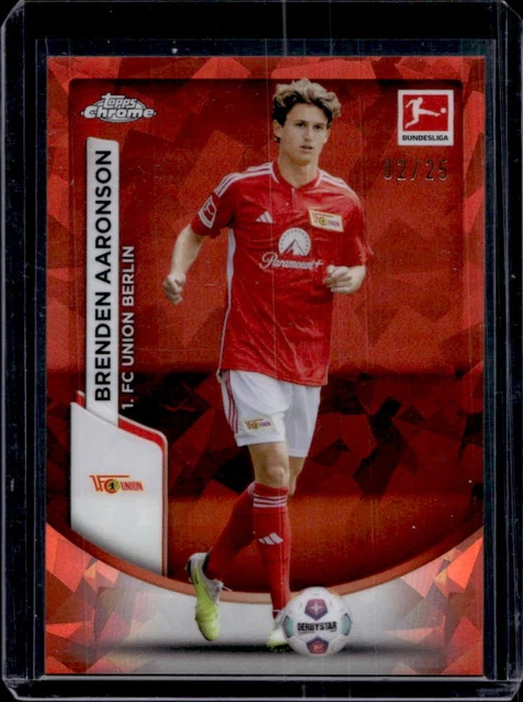 2023-24 Topps Chrome Bundesliga Sapphire Brenden Aaronson Refractor Orange #/25