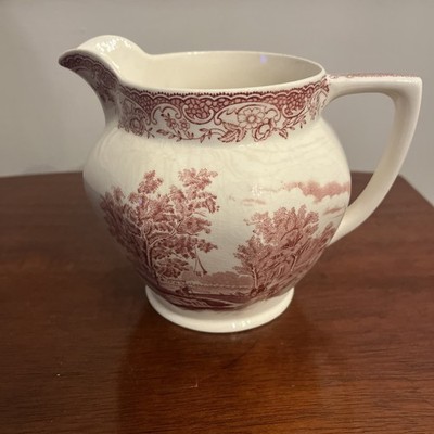 Vintage Royal Tudor Ware Creamer: Red White Transferware Olde England
