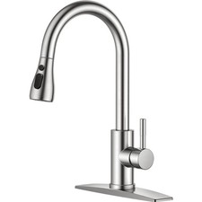 Kitchen Faucets with Pull Down Sprayer, Brushed Nickel, High Arc Single Handl...