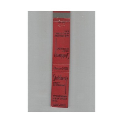 10 Strike Matchbook Cover Steinberg's Dairy Restaurant #2 New York NY