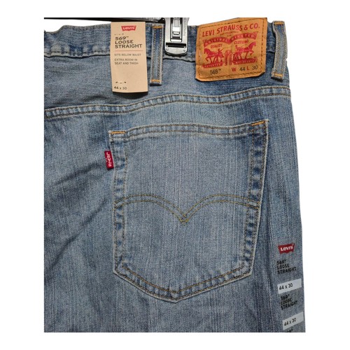 Levi's 569 Jeans Mens Loose Fit Straight Leg Relaxed Size 44x30 Light Wash NWT - Picture 6 of 8