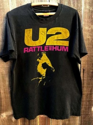 80s U2 Rattle and Hum Rare Design Black T shirt Classic tee