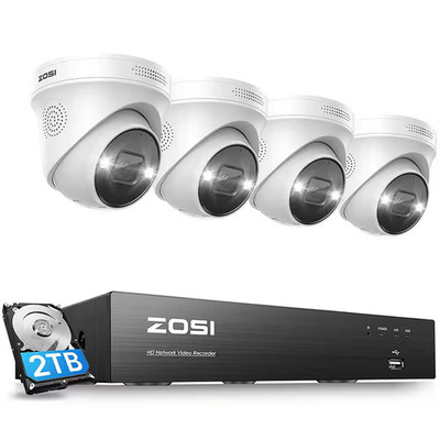 4K UHD 8-Channel 2TB Poe NVR Security Camera System with 4 8MP Wired Spotlight C
