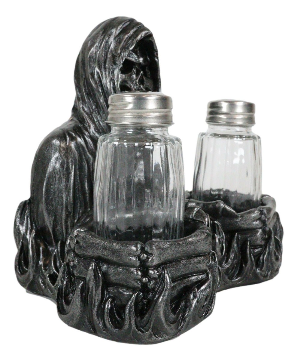 Soul Garnish Sitting Grim Reaper Skeleton Salt and Pepper Shakers