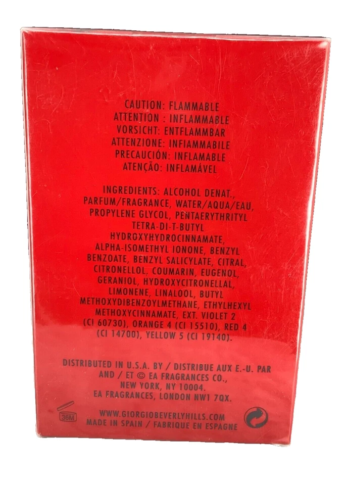 ROJO para HOMBRE por Giorgio Beverly Hills EDT para hombres 3,4 OZ NUEVO EN CAJA SELLADO - ¡OFERTA!! Foto 4 de 4
