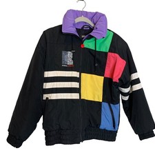 Vintage Mistral Seasons Jacket Mens Small Black Ski Color Block Hong Kong
